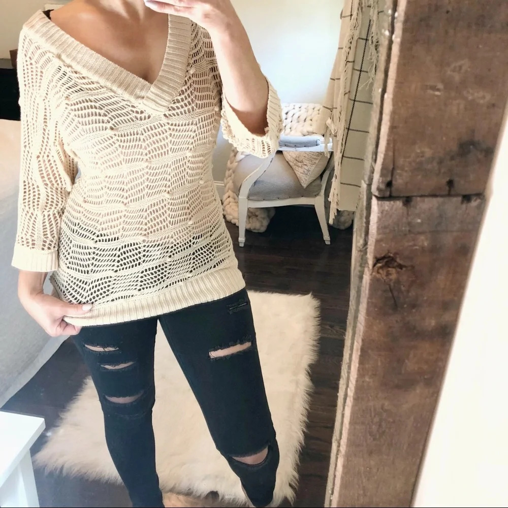 Ripcurl Xsmall Oversized Open Knit Boho Sweater - image 2